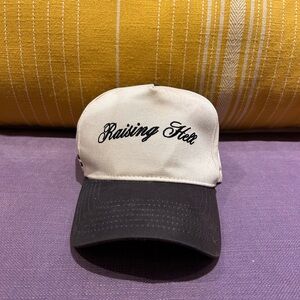 Vintage Raisiing Hell two-tone snapback trucker hat in tan canvas and charcoa